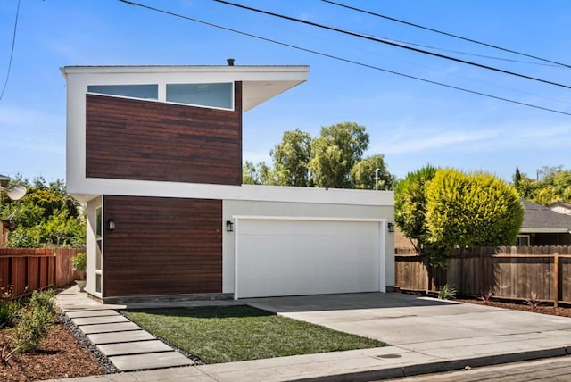 contemporary house featuring a garage