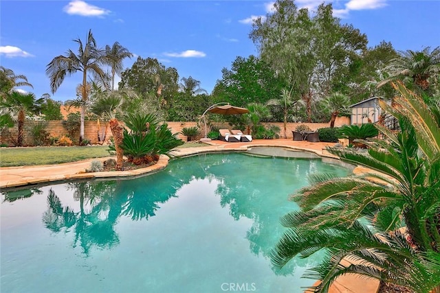 view of pool featuring a patio area