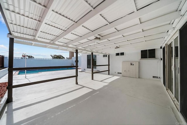 view of patio / terrace featuring a fenced in pool