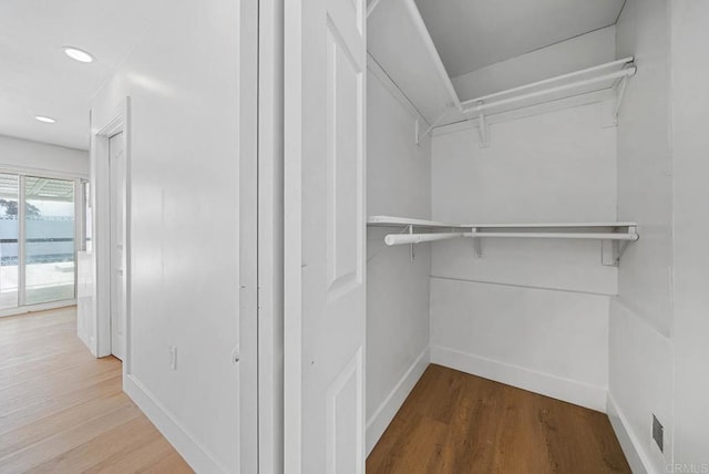 spacious closet with hardwood / wood-style floors