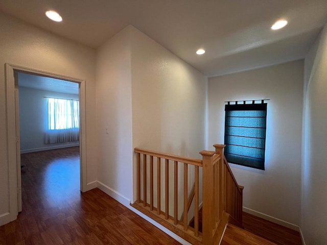 interior space with dark wood-type flooring