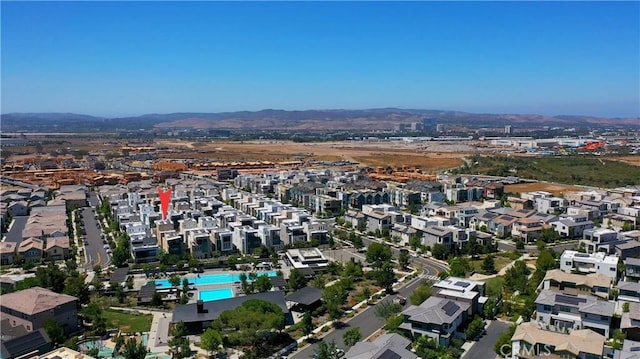 drone / aerial view with a mountain view