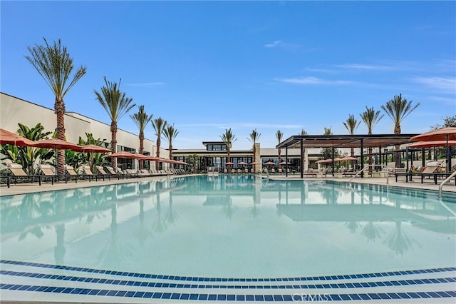 community pool with a patio