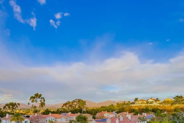 bird's eye view with a mountain view