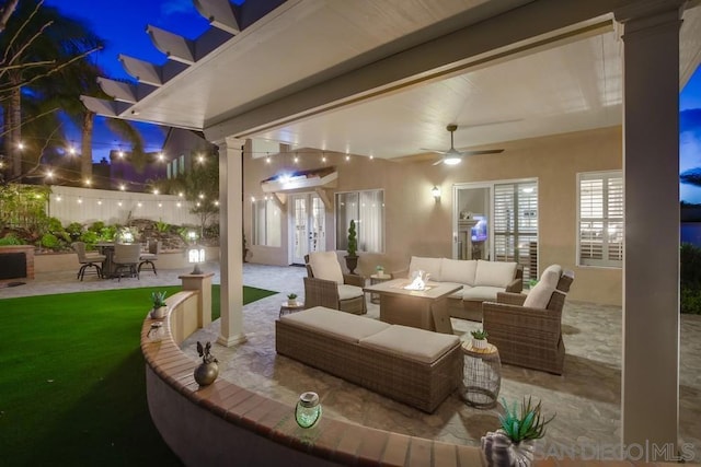 view of patio / terrace with outdoor lounge area and ceiling fan