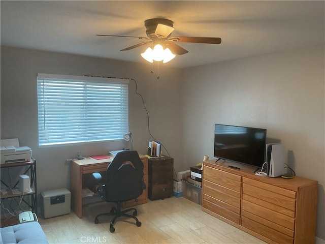 office area featuring ceiling fan