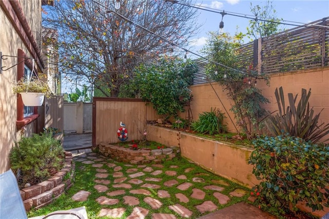 view of yard with a fenced backyard