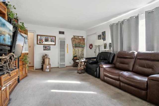 carpeted living room featuring a healthy amount of sunlight