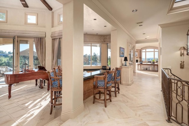7756 St Andrews Rd, Rancho Santa Fe, CA 92067 - interior space with ornamental molding and recessed lighting