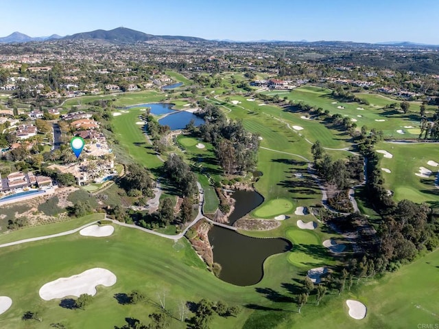 7756 St Andrews Rd, Rancho Santa Fe, CA 92067 - drone / aerial view featuring golf course view and a water and mountain view