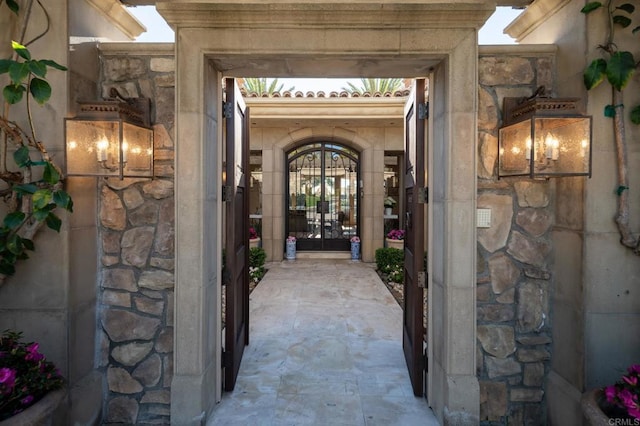7756 St Andrews Rd, Rancho Santa Fe, CA 92067 - doorway to property featuring stone siding