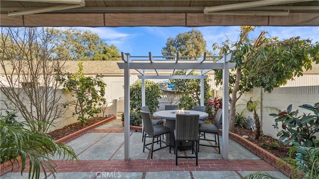 view of patio featuring a pergola