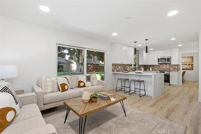 living room featuring light hardwood / wood-style floors