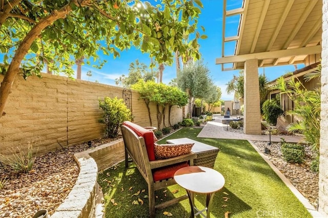 view of yard with a patio area