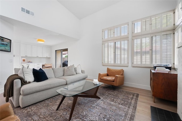 living room featuring light hardwood / wood-style flooring