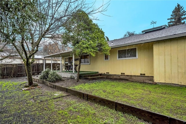 view of yard with a deck