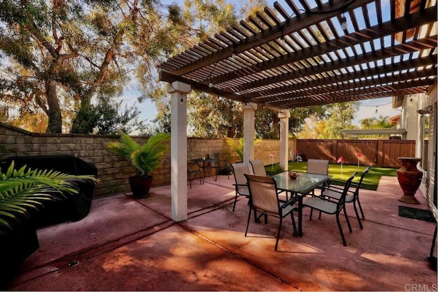 view of patio / terrace featuring a pergola