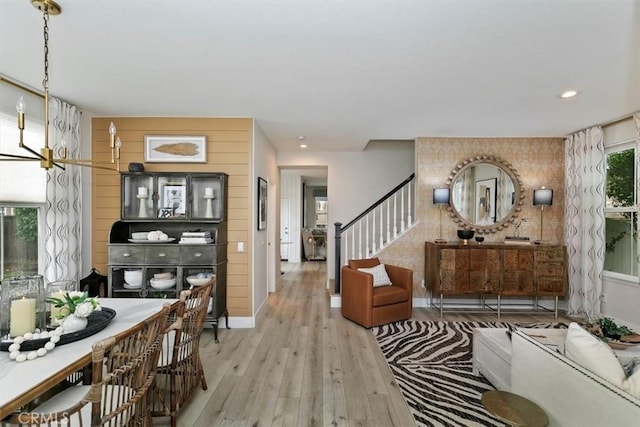 living room featuring light hardwood / wood-style flooring