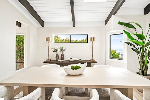 22332 Eagle Rock Way, Laguna Beach, CA 92651 - dining area featuring beamed ceiling