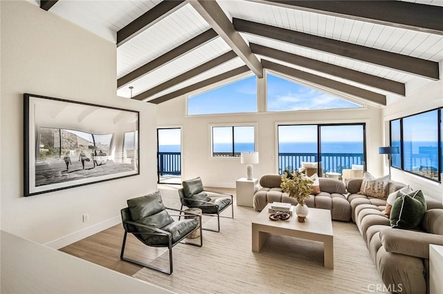 22332 Eagle Rock Way, Laguna Beach, CA 92651 - living area with wood finished floors, plenty of natural light, and a water view
