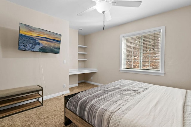 bedroom featuring carpet and ceiling fan