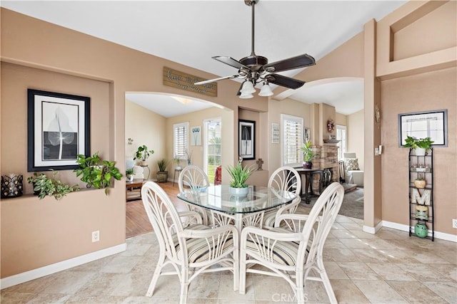 dining area featuring ceiling fan