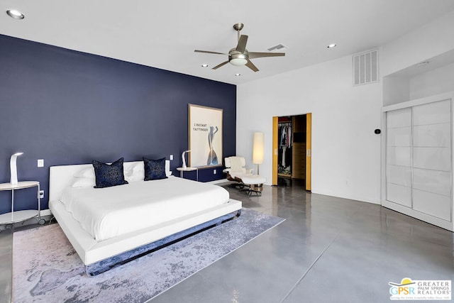 bedroom featuring ceiling fan