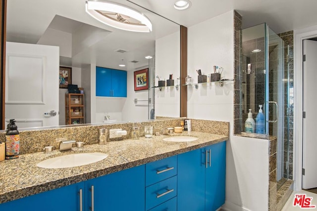 bathroom featuring vanity and walk in shower