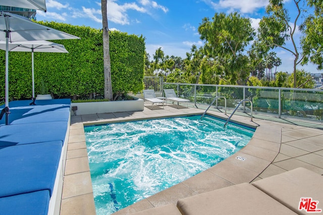 view of pool featuring a patio area