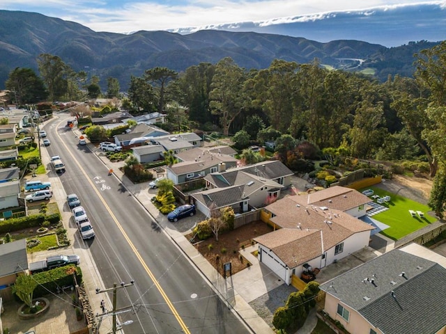 drone / aerial view with a mountain view