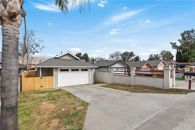 exterior space with a garage