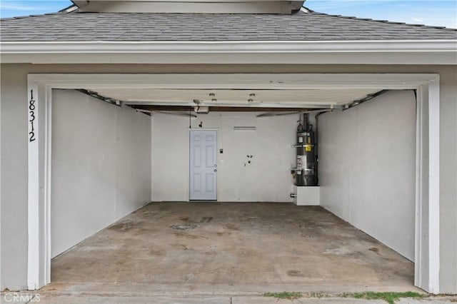 garage with water heater