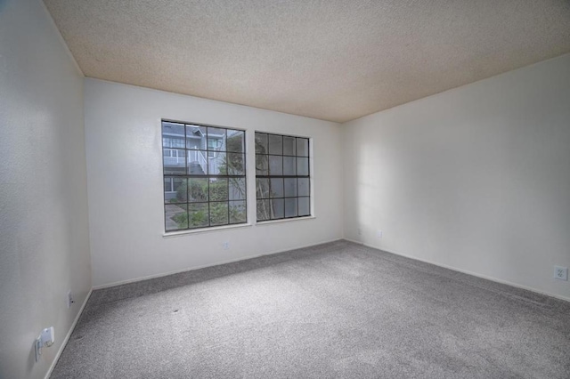 empty room featuring a textured ceiling and carpet