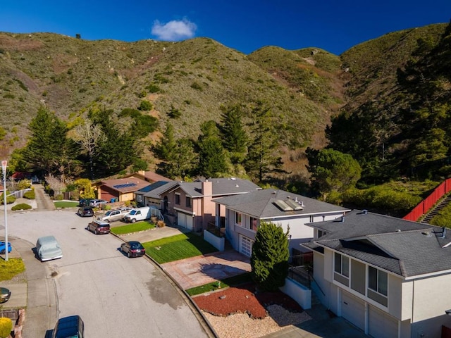 bird's eye view with a mountain view