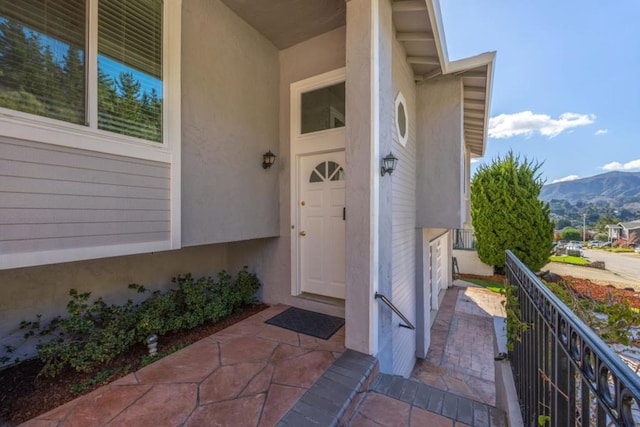 entrance to property featuring a mountain view