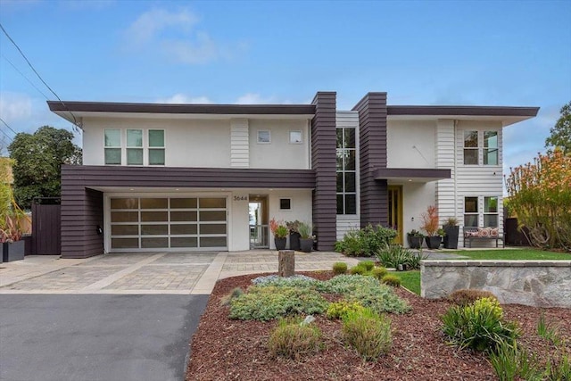 contemporary home featuring a garage