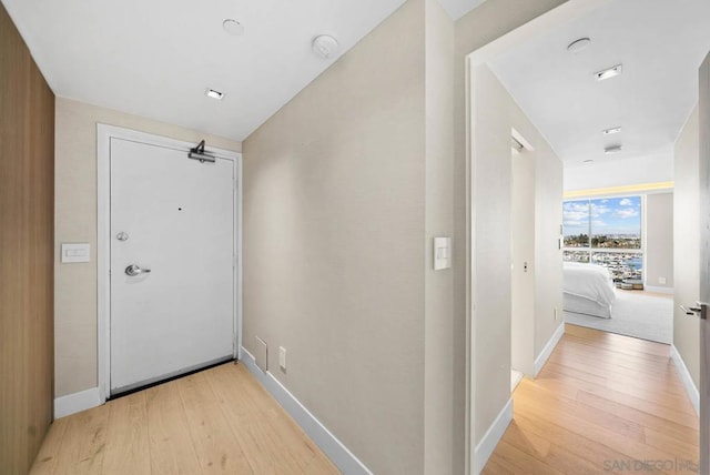 interior space with light hardwood / wood-style flooring