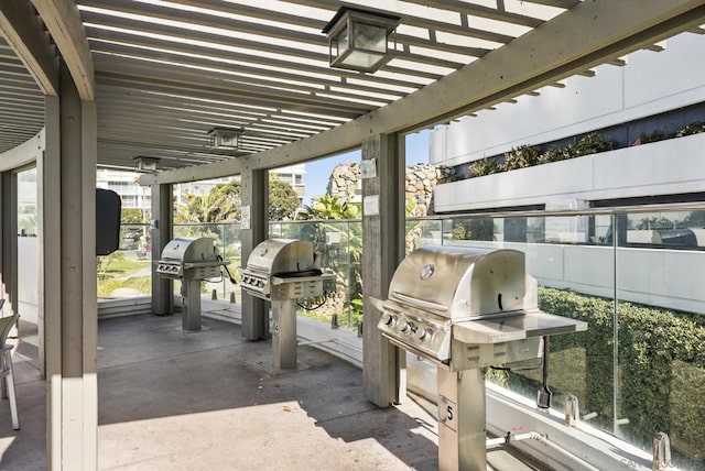 view of patio / terrace with a grill