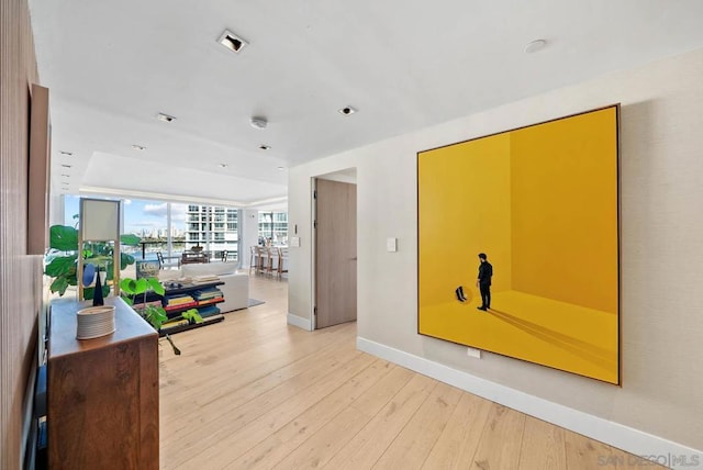 hall featuring light wood-type flooring