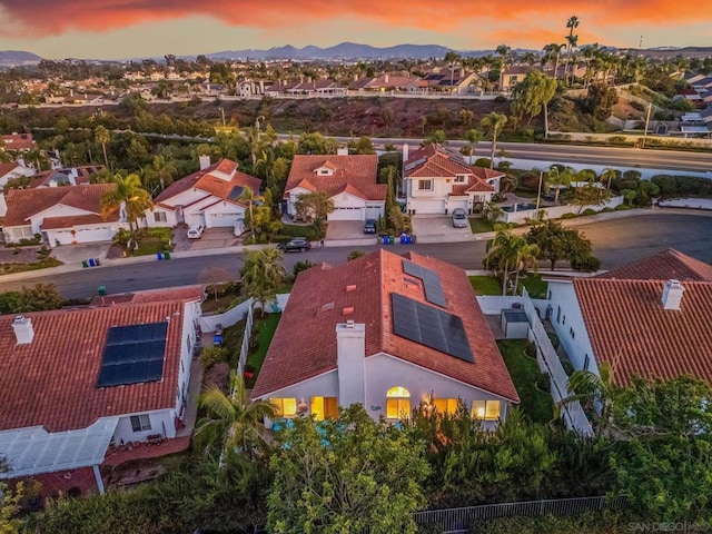 view of aerial view at dusk