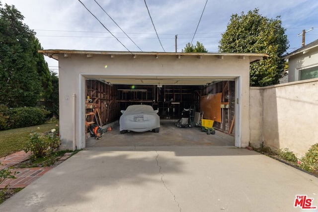 view of garage