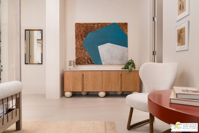 sitting room featuring light wood-type flooring