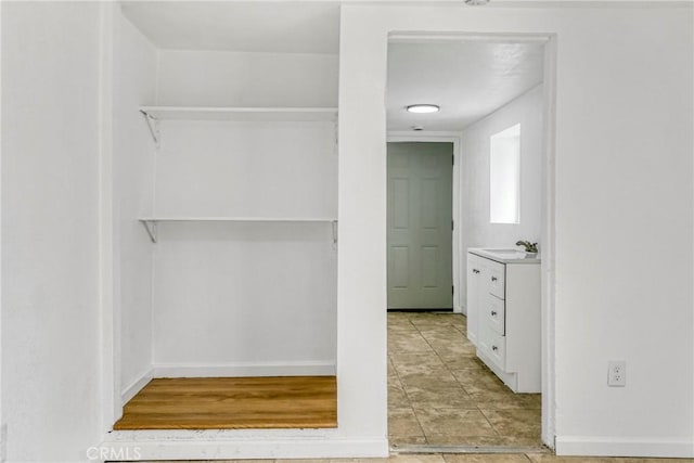 walk in closet featuring sink