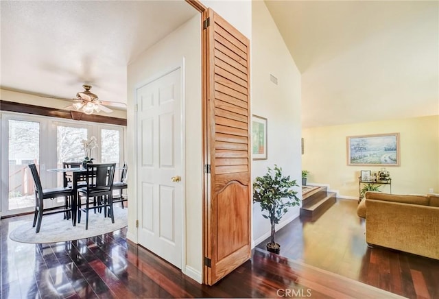 interior space with dark hardwood / wood-style floors