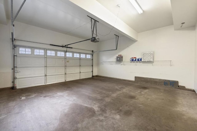 garage with a garage door opener