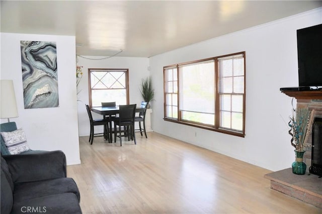 living room featuring light wood-type flooring