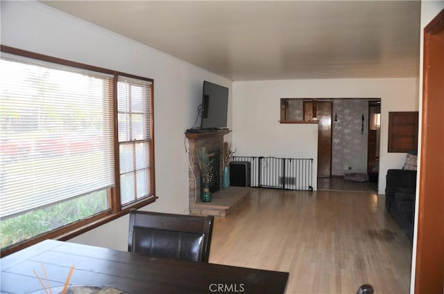 unfurnished living room with hardwood / wood-style flooring