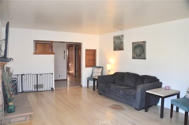 living room featuring light hardwood / wood-style flooring