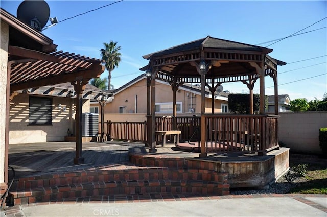 deck featuring a gazebo