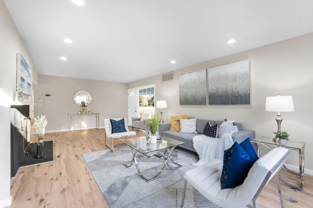 living room featuring wood-type flooring